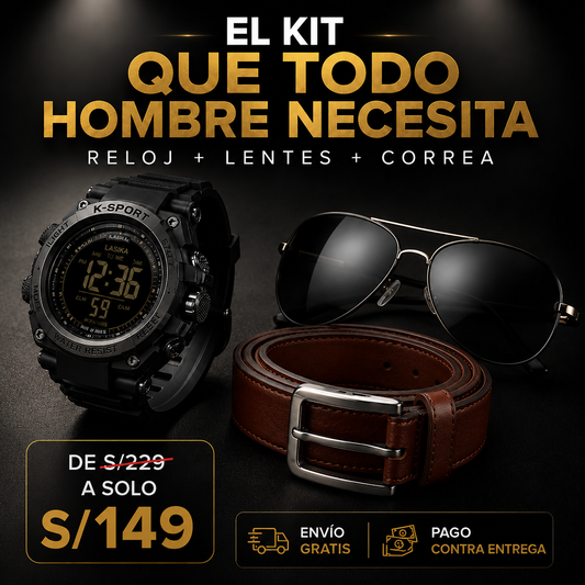 🎁 El Regalo Perfecto Para Todo Hombre: Un Kit Premium Que Incluye Reloj Táctico, Lentes Aviador y Correa Elegante 100% cuero A Un Precio Especial Por Tiempo Limitado
